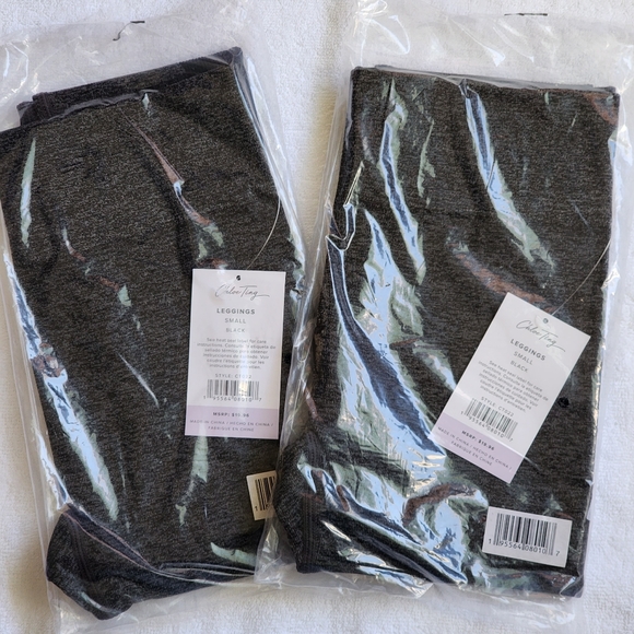 NWT CHLOE TING WOMEN'S SEAMLESS MARL COLORBLOCKED LEGGINGS - Picture 6 of 8